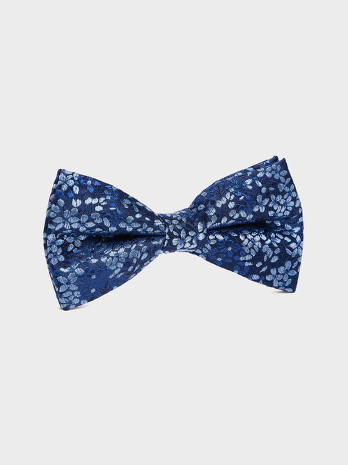 Noeud papillon en soie mélangée bleu marine à motif fleuri - Father & Sons   -  