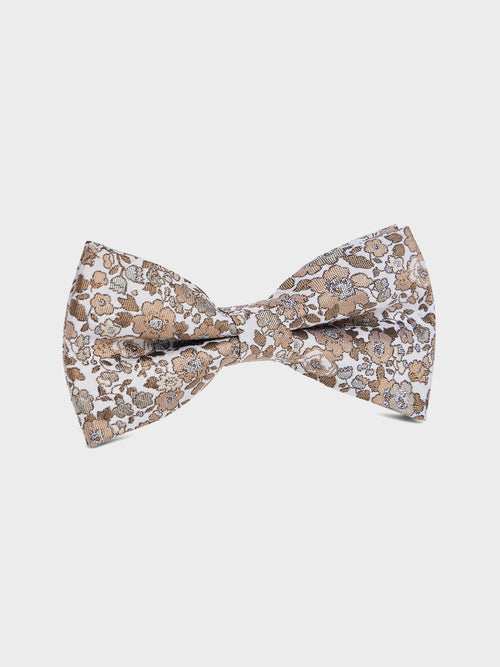 Noeud papillon en soie mélangée à motif fleuri marron - Father & Sons   -  