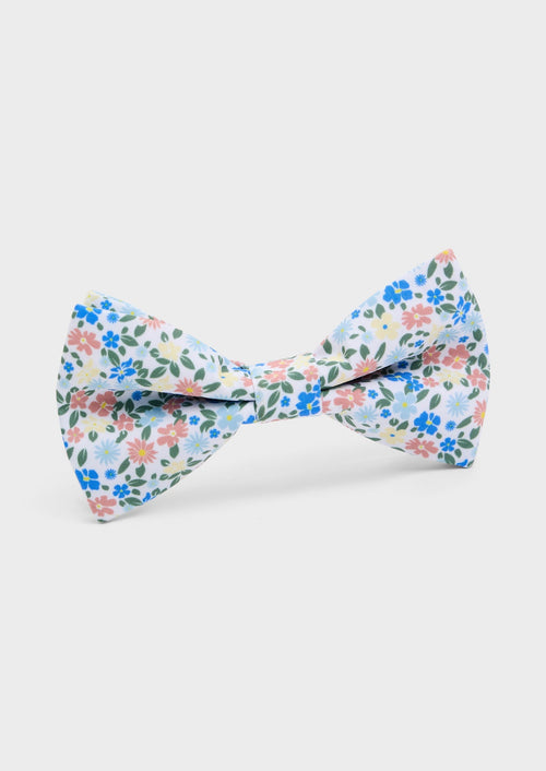 Noeud papillon blanc à motif fleuri vert, rose, bleu et jaune - Father & Sons   - 1 