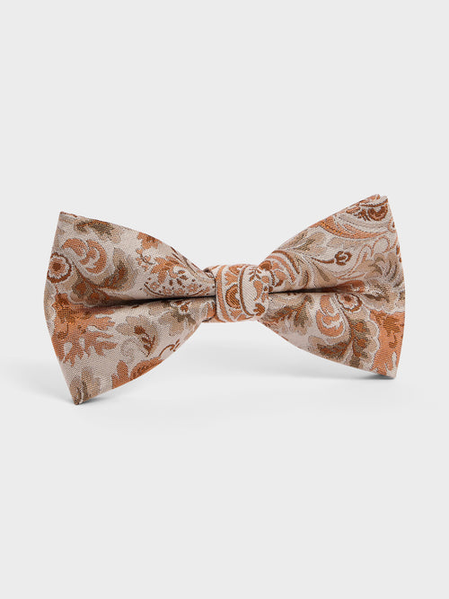 Noeud papillon en soie mélangée à motif fleuri terracotta - Father & Sons   -  