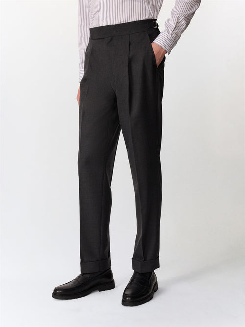 Chino slack regular en laine mélangée anthracite - 1 - Father & Sons   - 14 