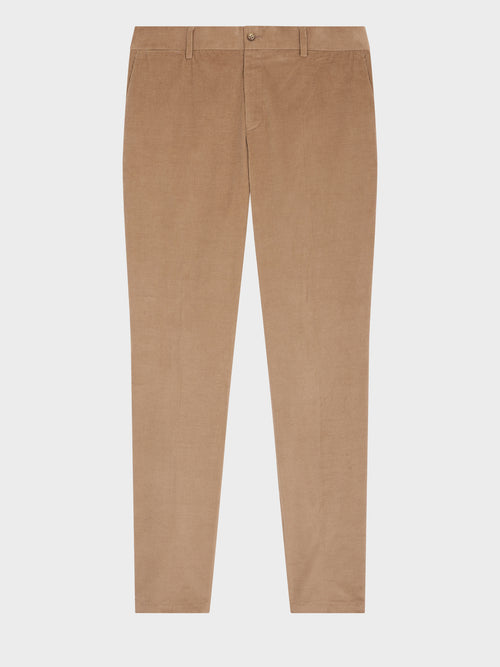 Pantalon coordonnable semi regular en velours côtelé beige - Father & Sons   - 5 