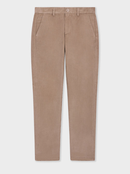 Chino slack semi regular en velours côtelé beige - 1 - Father & Sons   - 1 