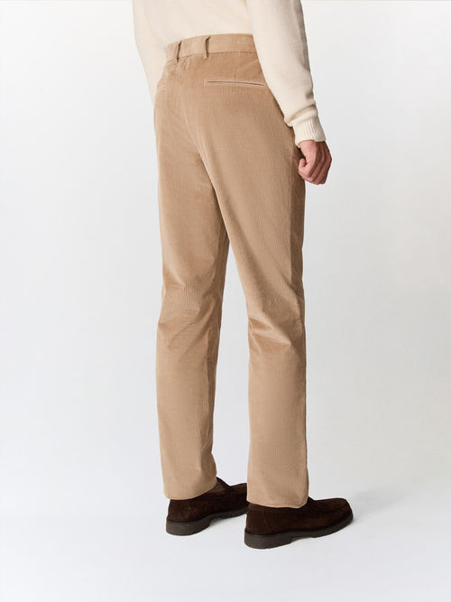 Chino slack regular en velours côtelé beige - Father & Sons   - 2 