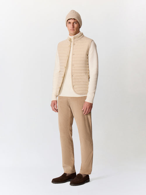 Chino slack regular en velours côtelé beige - Father & Sons   - 4 