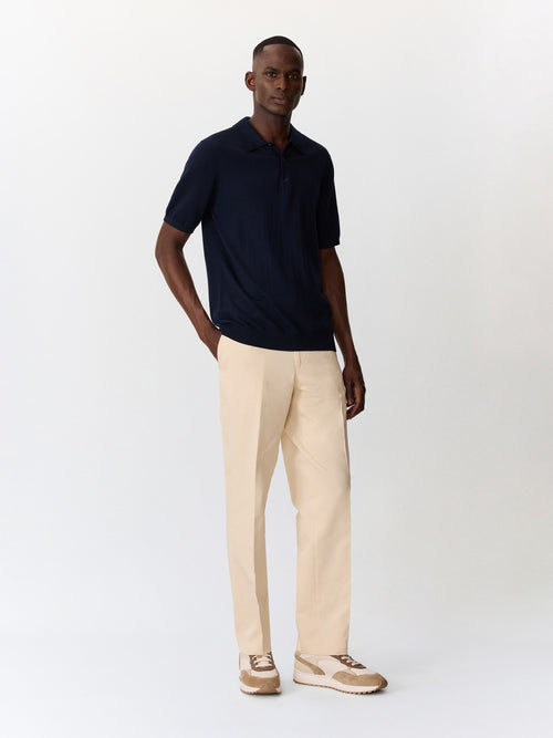 Chino slack semi regular en coton beige - Father & Sons   - 4 