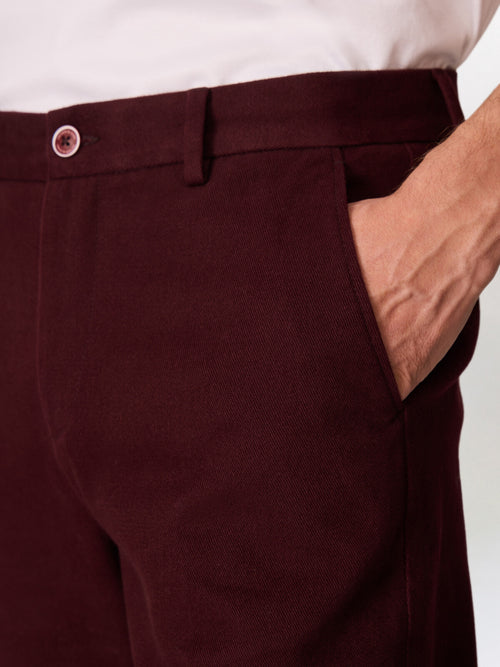 Chino slack regular en coton bordeaux - Father & Sons   - 3 