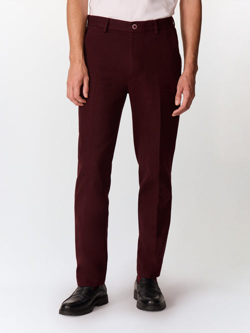 Chino slack regular en coton bordeaux - Father & Sons   - 1 