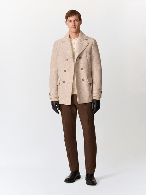 Chino slack semi regular en coton stretch marron - Father & Sons   - 3 