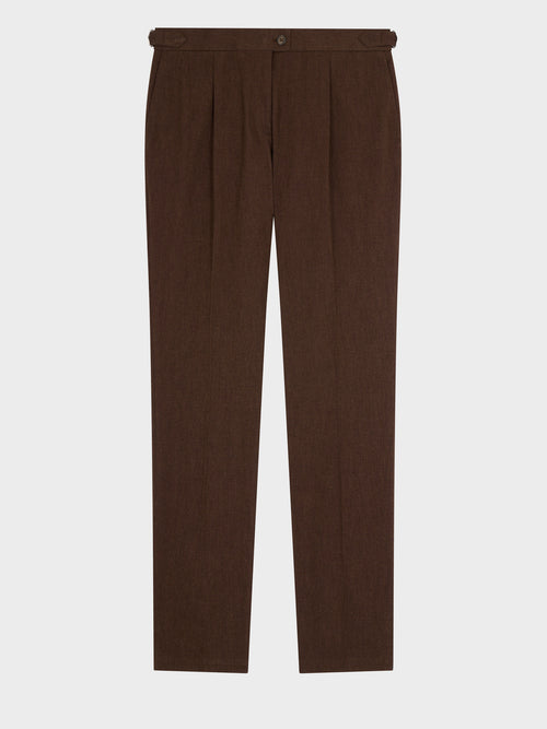 Chino slack semi regular en coton stretch marron - Father & Sons   - 5 