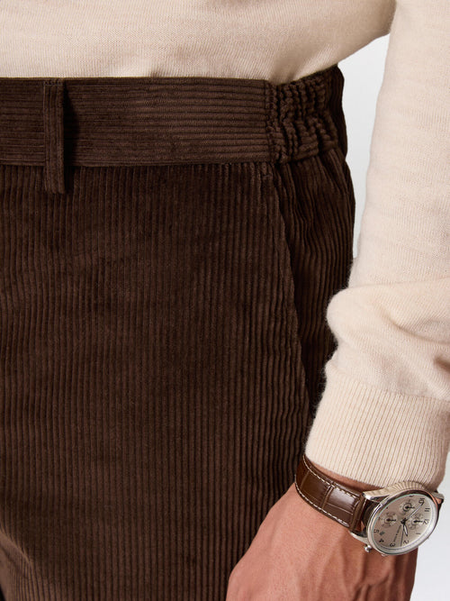 Chino slack regular en velours côtelé marron - Father & Sons   - 3 