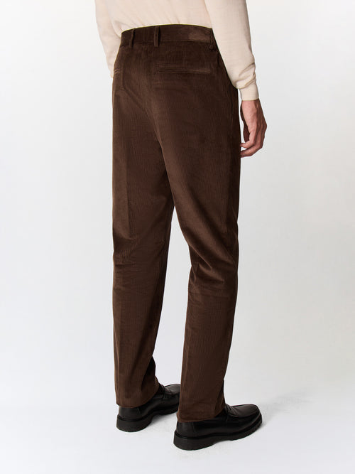 Chino slack regular en velours côtelé marron - Father & Sons   - 2 