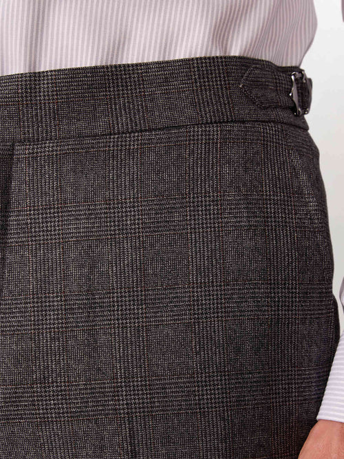 Pantalon coordonnable slim en laine mélangée anthracite Prince de Galles - Father & Sons   - 3 