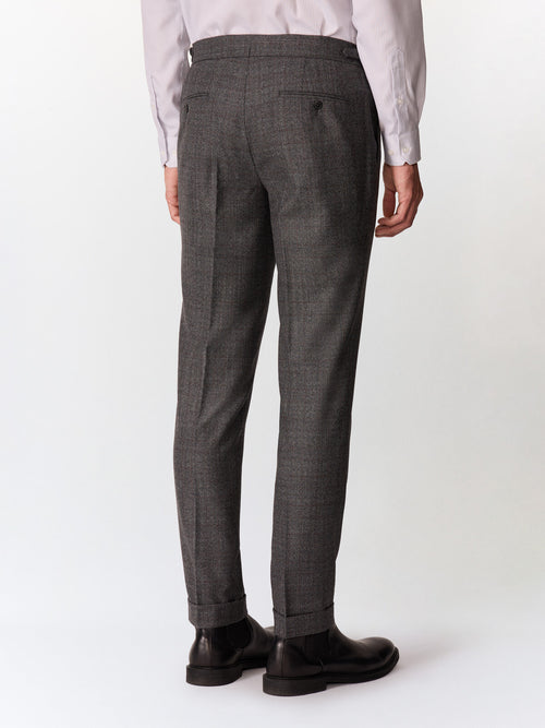 Pantalon coordonnable slim en laine mélangée anthracite Prince de Galles - 2 - Father & Sons   - 12 