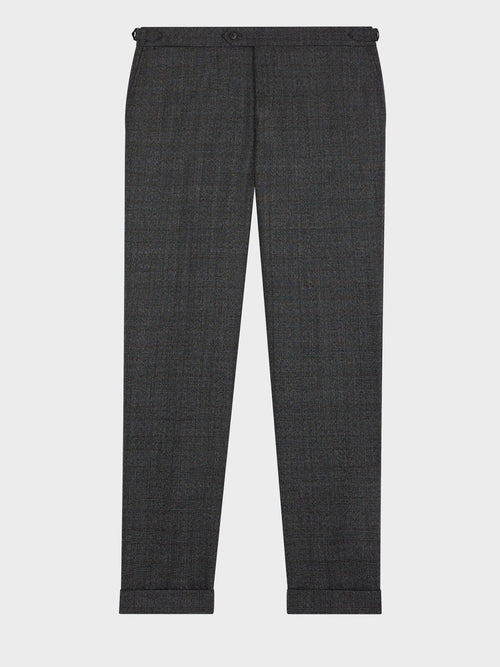 Pantalon coordonnable slim en laine mélangée anthracite Prince de Galles - Father & Sons   -  