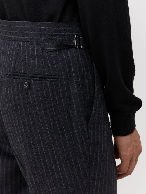 Pantalon coordonnable Slim en laine mélangée grise à rayures - Father & Sons   - 3 