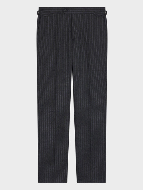 Pantalon coordonnable Slim en laine mélangée grise à rayures - Father & Sons   - 5 