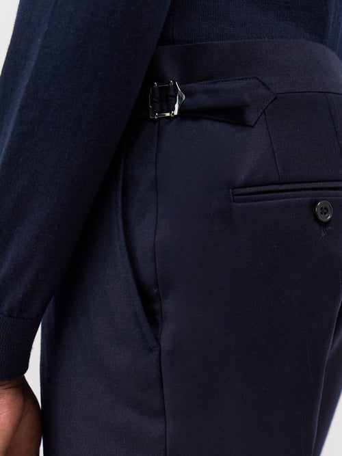Pantalon coordonnable Slim en laine bleu marine - Father & Sons   - 3 