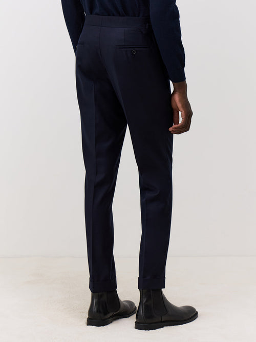 Pantalon coordonnable Slim en laine bleu marine - Father & Sons   - 2 