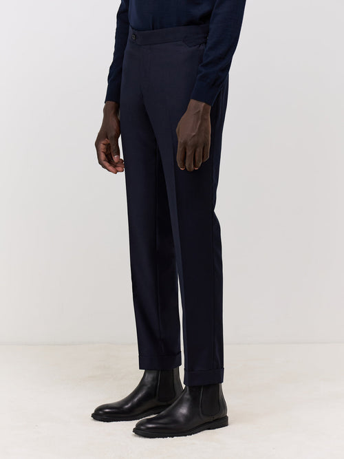 Pantalon coordonnable Slim en laine bleu marine - Father & Sons   -  