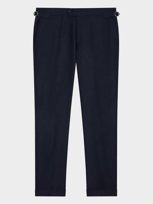 Pantalon coordonnable Slim en laine bleu marine - Father & Sons   - 5 