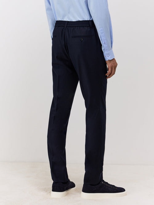 Pantalon coordonnable Slim en laine bleu marine - Father & Sons   - 2 
