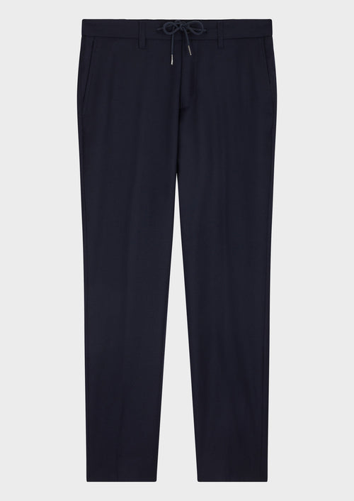Pantalon coordonnable Slim en laine bleu marine - Father & Sons   - 5 