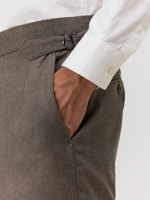 Pantalon coordonnable Slim en laine marron - Father & Sons   - 3 