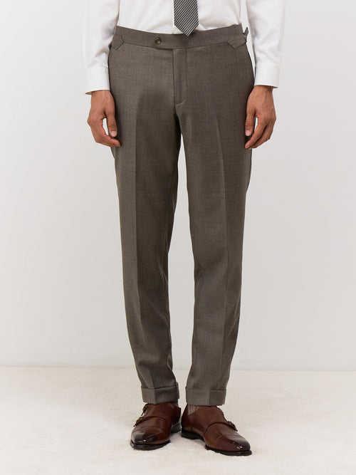 Pantalon coordonnable Slim en laine marron - Father & Sons   -  
