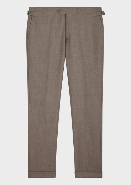 Pantalon coordonnable Slim en laine marron - Father & Sons   - 5 