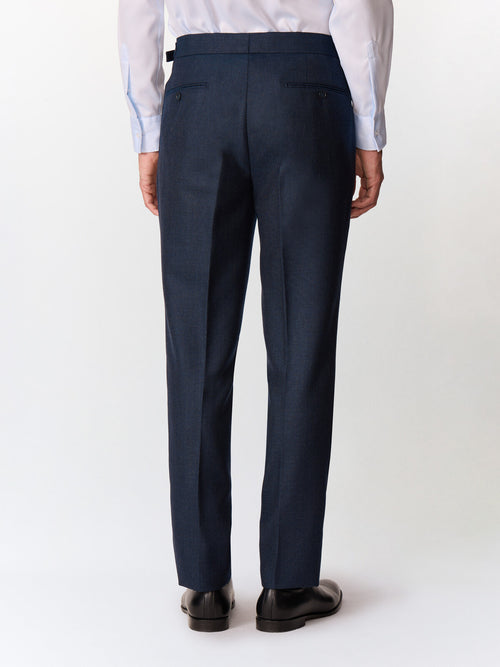 Pantalon coordonnable slim en laine mélangée bleu indigo - Father & Sons   - 2 