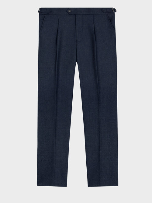 Pantalon coordonnable slim en laine mélangée bleu indigo - Father & Sons   - 5 