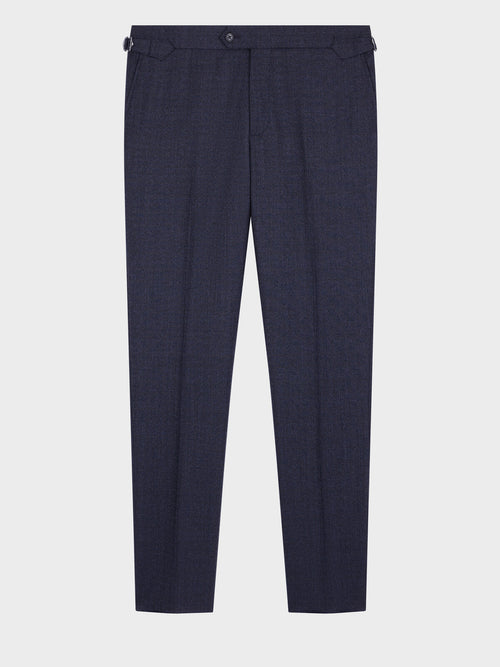 Pantalon coordonnable slim en laine mélangée bleu indigo Prince de Galles - Father & Sons   -  