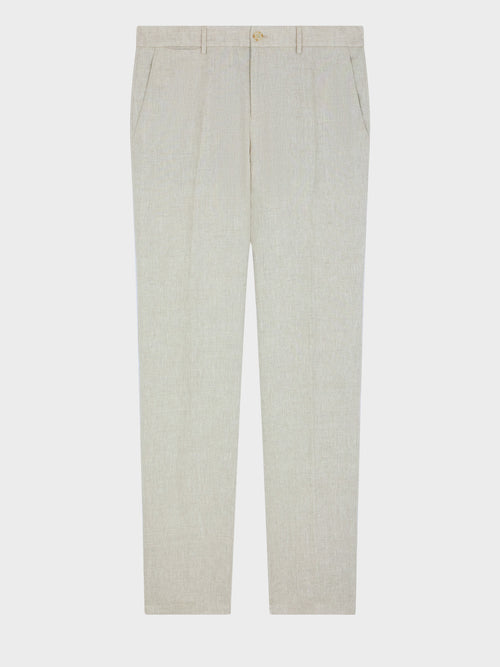 Pantalon coordonnable Slim en lin beige - Father & Sons   - 4 