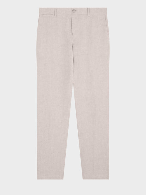 Pantalon coordonnable slim en lin beige Prince de Galles - Father & Sons   - 5 