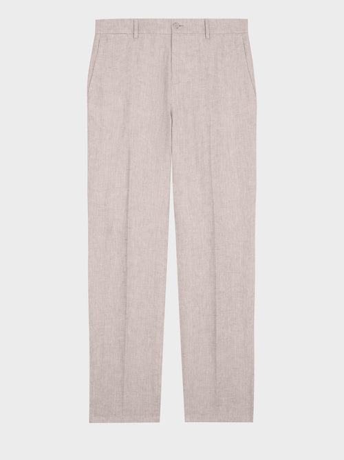 Pantalon coordonnable slim en lin beige - Father & Sons   - 5 