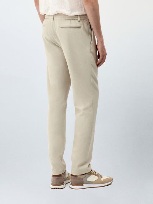 Pantalon casual skinny en polyester recyclé beige - 2 - Father & Sons   - 4 