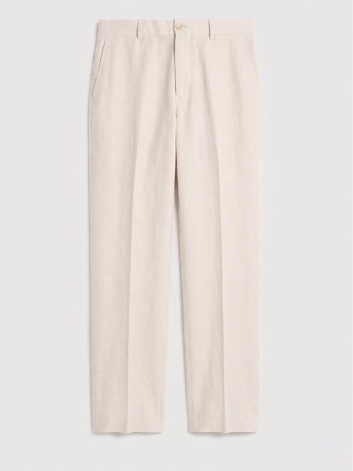 Pantalon coordonnable regular en lin et coton beiges - Father & Sons   -  