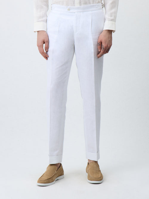 Pantalon coordonnable Regular en lin blanc - Father & Sons   -  