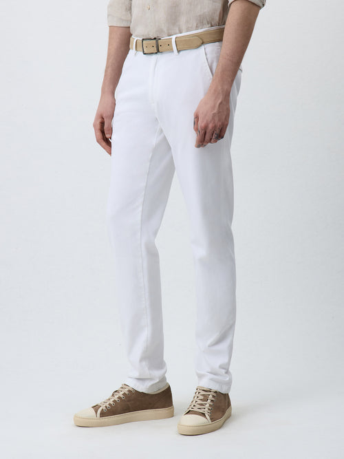 Chino slack slim en coton stretch blanc - 1 - Father & Sons   - 10 