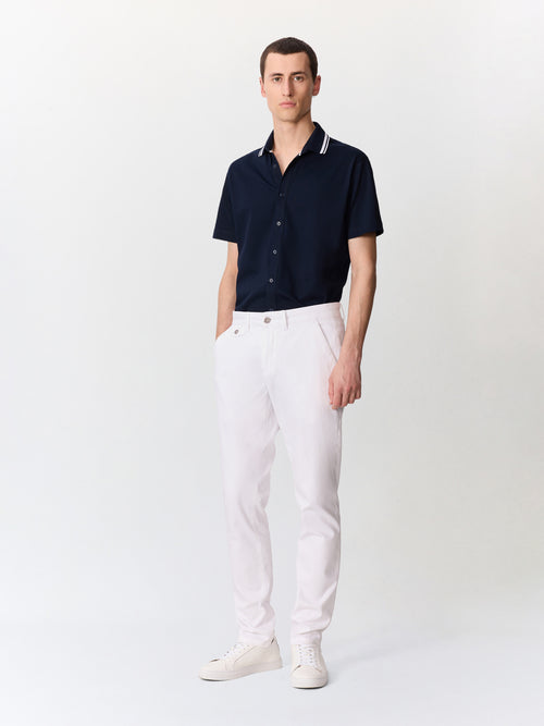 Chino slack slim en coton stretch blanc - Father & Sons   - 4 