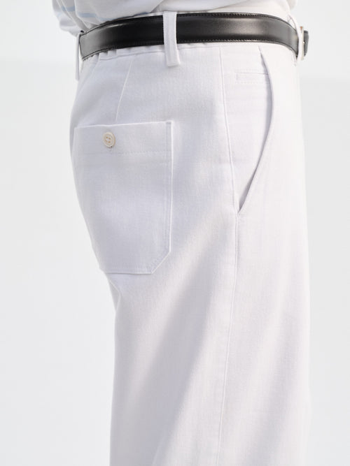 Chino slack regular en coton stretch blanc - Father & Sons   - 3 