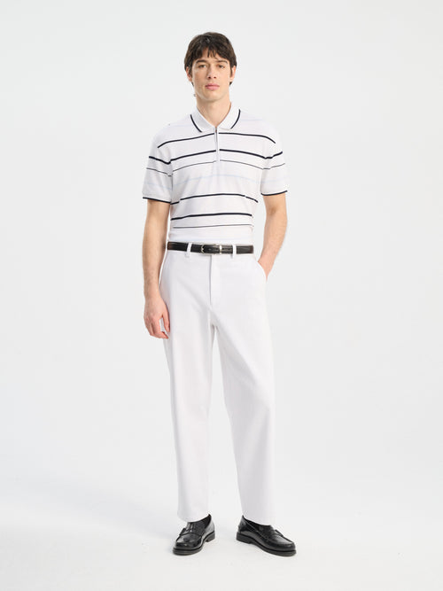 Chino slack regular en coton stretch blanc - Father & Sons   - 5 