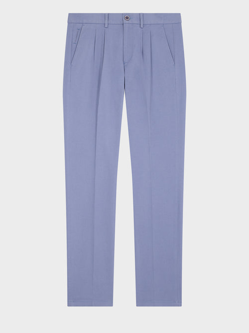 Chino slack semi regular en coton stretch bleu chambray - Father & Sons   - 4 