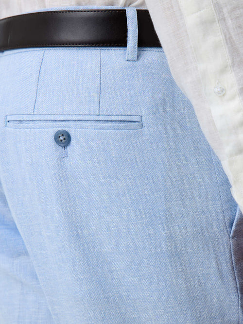 Pantalon coordonnable Slim en lin et coton bleu ciel - Father & Sons   - 3 