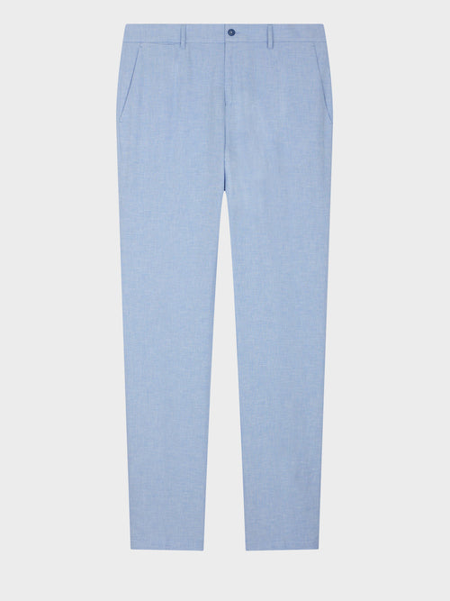 Pantalon coordonnable Slim en lin et coton bleu ciel - Father & Sons   - 4 