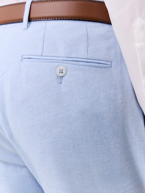 Pantalon coordonnable slim en lin et coton bleu ciel - Father & Sons   - 3 