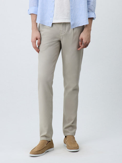 Chino slack slim en coton stretch beige - Father & Sons   -  