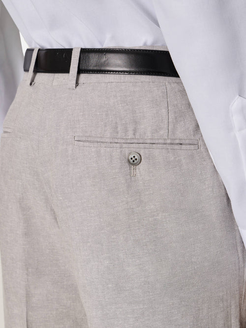 Pantalon coordonnable slim en lin et coton gris - Father & Sons   - 3 