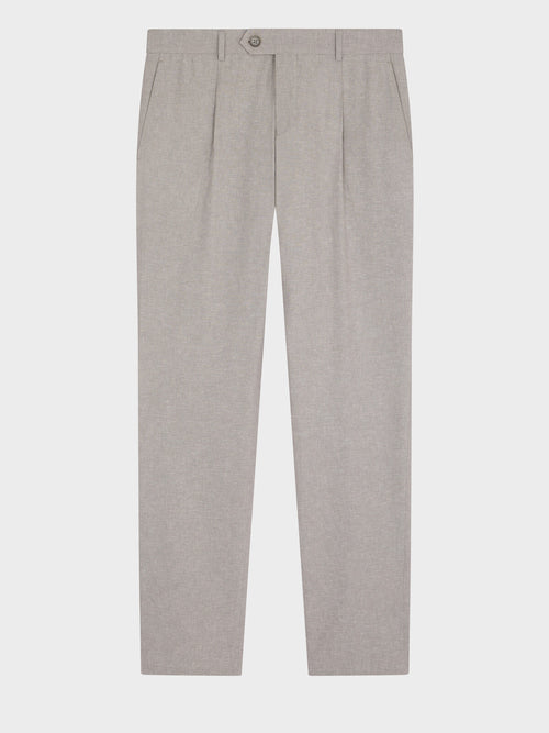 Pantalon coordonnable slim en lin et coton gris - Father & Sons   - 4 